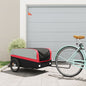 vidaXL Remorque de vélo noir et rouge 45 kg fer