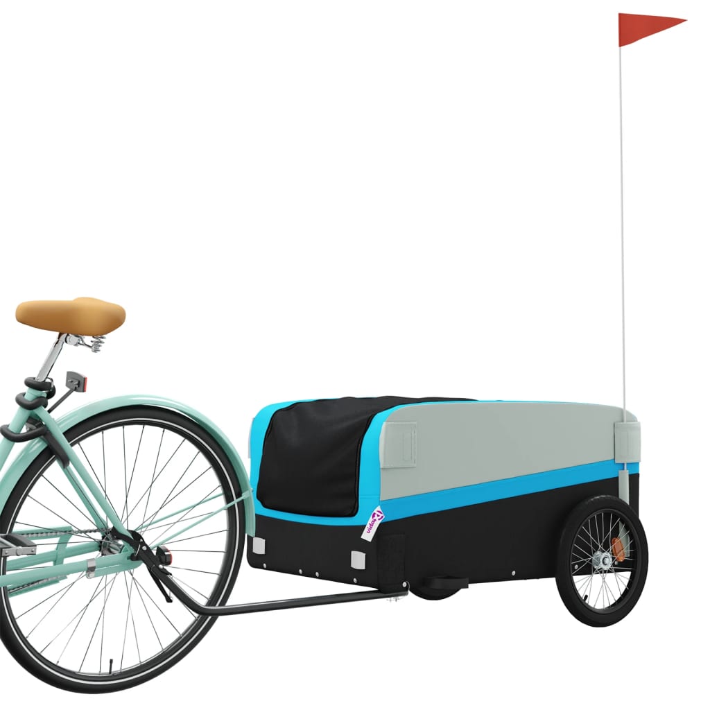 vidaXL Remorque de vélo noir et bleu 45 kg fer