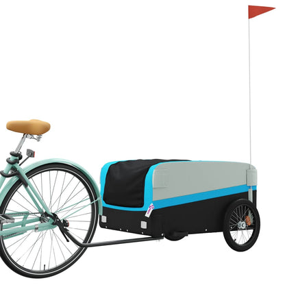 vidaXL Remorque de vélo noir et bleu 45 kg fer