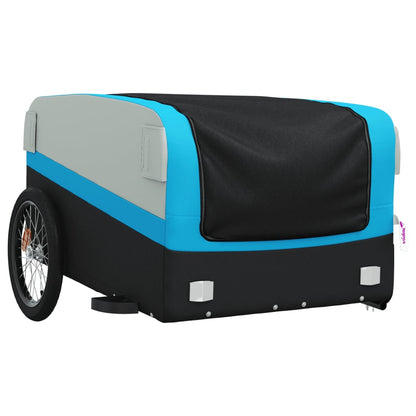 vidaXL Remorque de vélo noir et bleu 45 kg fer