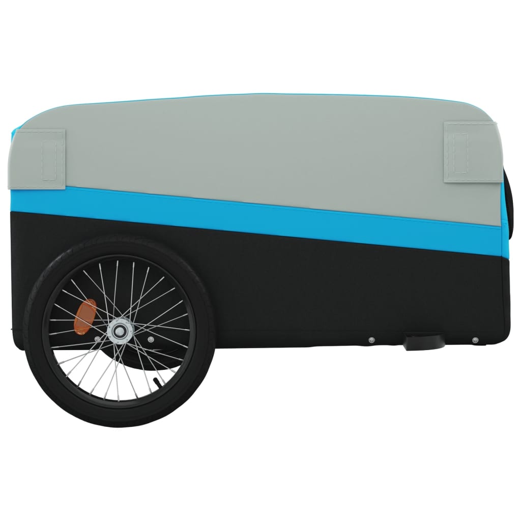 vidaXL Remorque de vélo noir et bleu 45 kg fer