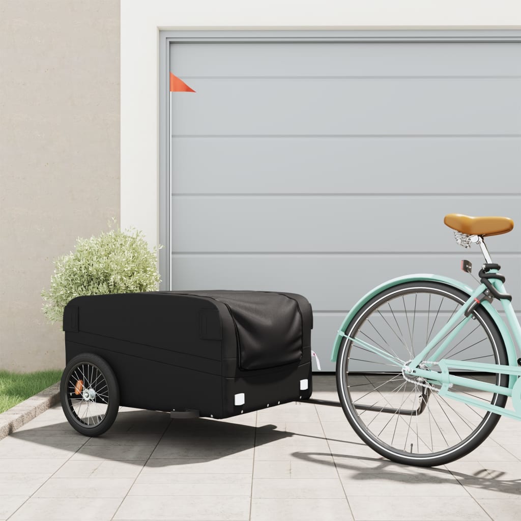 vidaXL Remorque de vélo noir 45 kg fer