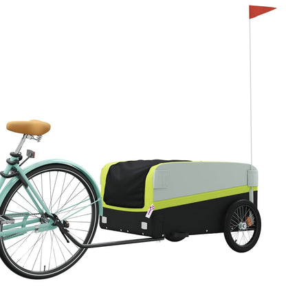 vidaXL Remorque de vélo noir et vert 45 kg fer