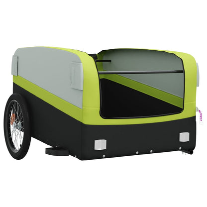 vidaXL Remorque de vélo noir et vert 45 kg fer