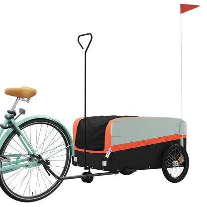 vidaXL Remorque de vélo noir et orange 45 kg fer
