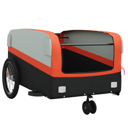 vidaXL Remorque de vélo noir et orange 45 kg fer