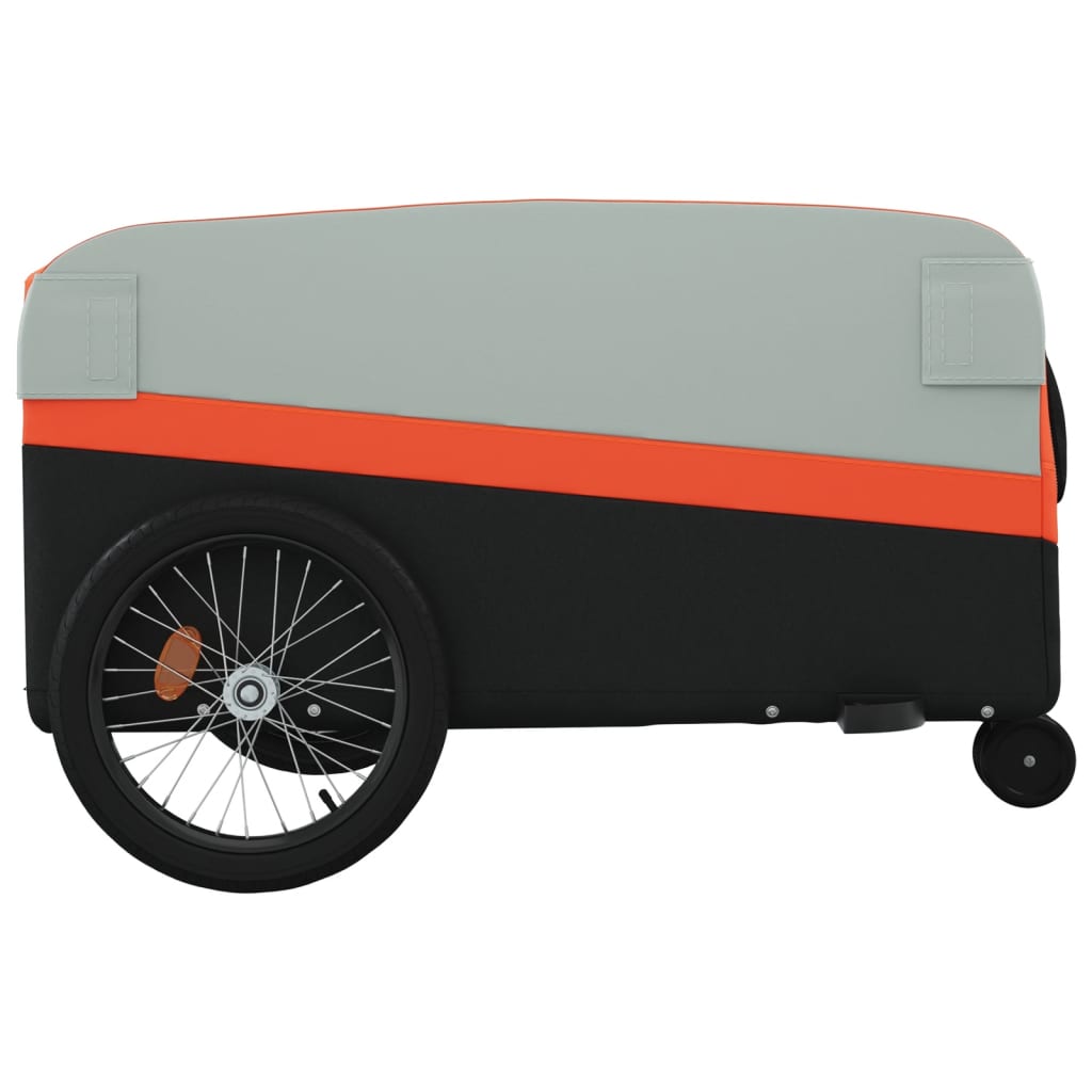 vidaXL Remorque de vélo noir et orange 45 kg fer