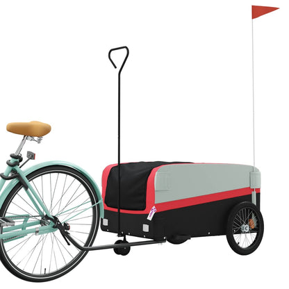 vidaXL Remorque de vélo noir et rouge 45 kg fer