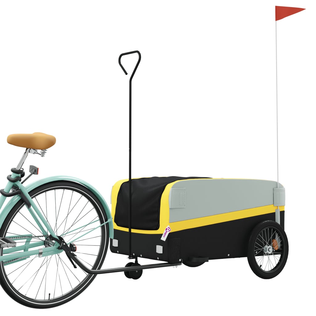 vidaXL Remorque de vélo noir et jaune 45 kg fer