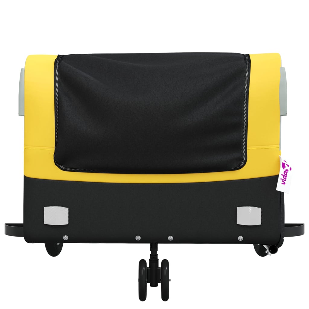 vidaXL Remorque de vélo noir et jaune 45 kg fer