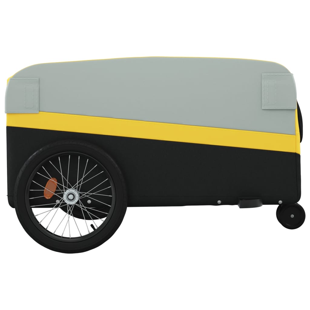 vidaXL Remorque de vélo noir et jaune 45 kg fer