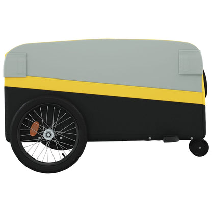 vidaXL Remorque de vélo noir et jaune 45 kg fer