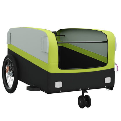 vidaXL Remorque de vélo noir et vert 45 kg fer