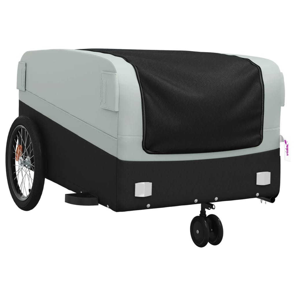 vidaXL Remorque de vélo noir et gris 45 kg fer