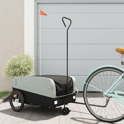 vidaXL Remorque de vélo noir et gris 45 kg fer