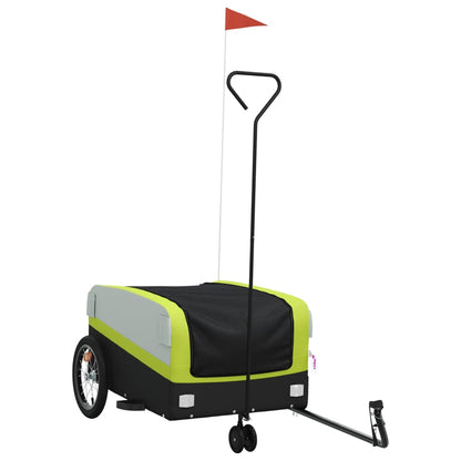 vidaXL Remorque de vélo noir et vert 45 kg fer