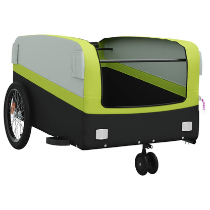 vidaXL Remorque de vélo noir et vert 45 kg fer