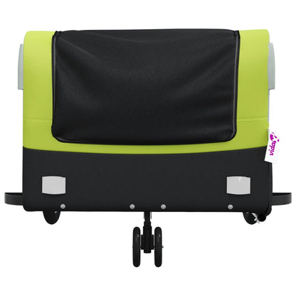 vidaXL Remorque de vélo noir et vert 45 kg fer