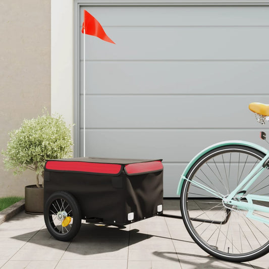 vidaXL Remorque de vélo noir et rouge 30 kg fer