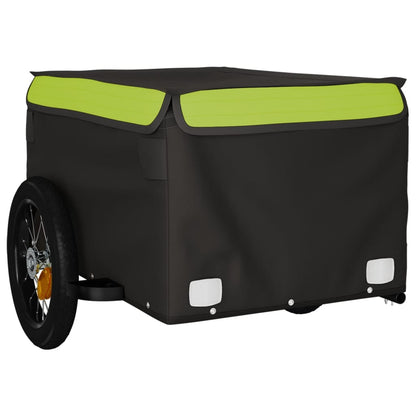 vidaXL Remorque de vélo noir et vert 30 kg fer