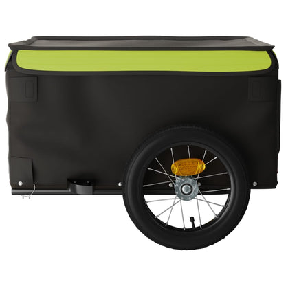 vidaXL Remorque de vélo noir et vert 30 kg fer