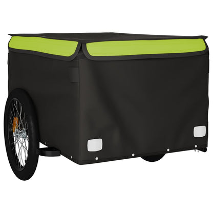 vidaXL Remorque de vélo noir et vert 45 kg fer