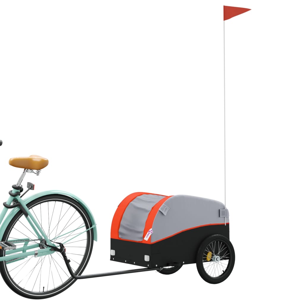 vidaXL Remorque de vélo noir et orange 30 kg fer