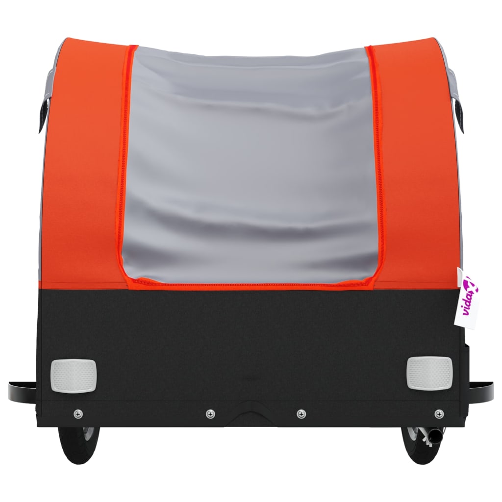 vidaXL Remorque de vélo noir et orange 30 kg fer