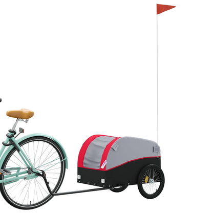 vidaXL Remorque de vélo noir et rouge 30 kg fer
