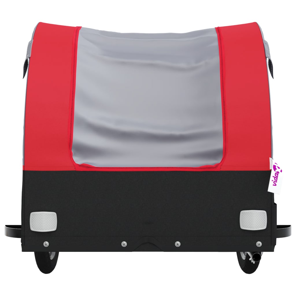 vidaXL Remorque de vélo noir et rouge 30 kg fer