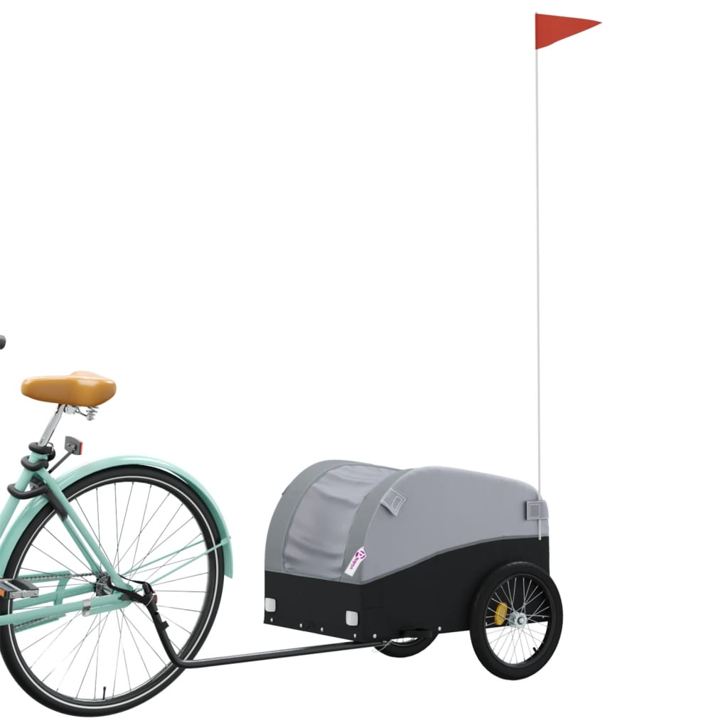 vidaXL Remorque de vélo noir et gris 30 kg fer