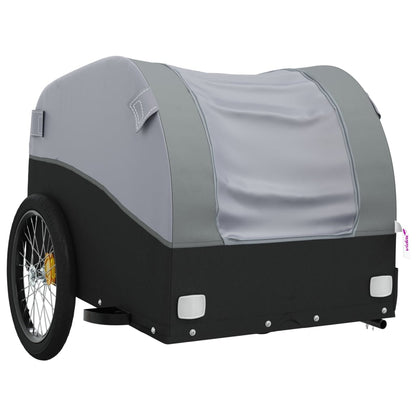 vidaXL Remorque de vélo noir et gris 30 kg fer