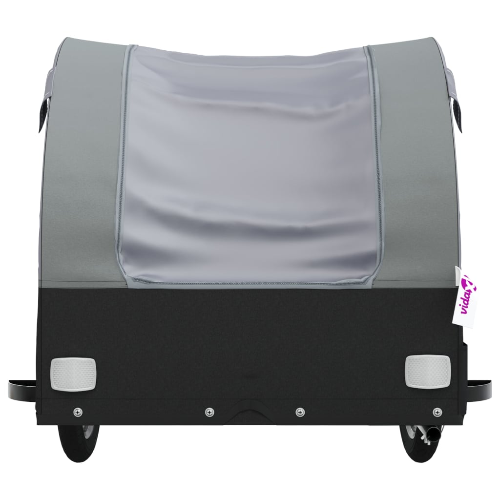 vidaXL Remorque de vélo noir et gris 30 kg fer