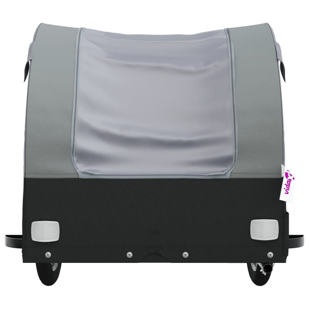 vidaXL Remorque de vélo noir et gris 45 kg fer