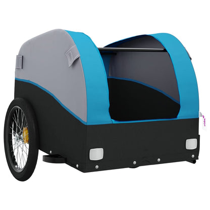 vidaXL Remorque de vélo noir et bleu 45 kg fer