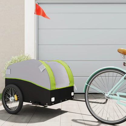 vidaXL Remorque de vélo noir et vert 45 kg fer