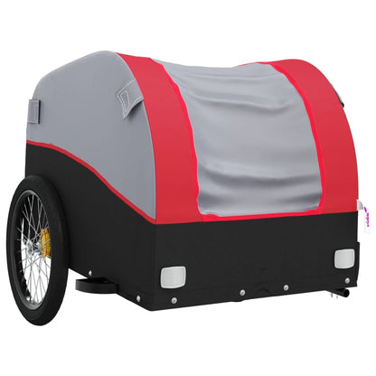 vidaXL Remorque de vélo noir et rouge 45 kg fer