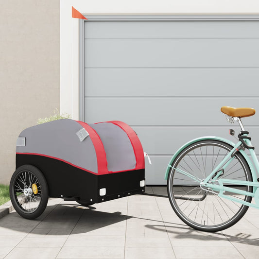 vidaXL Remorque de vélo noir et rouge 45 kg fer