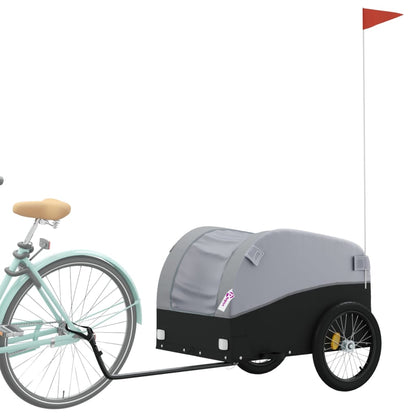 vidaXL Remorque de vélo noir et gris 45 kg fer