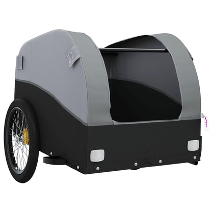 vidaXL Remorque de vélo noir et gris 45 kg fer