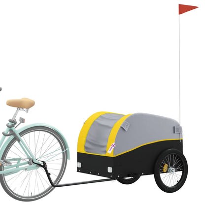 vidaXL Remorque pour vélo noir et jaune 45 kg fer