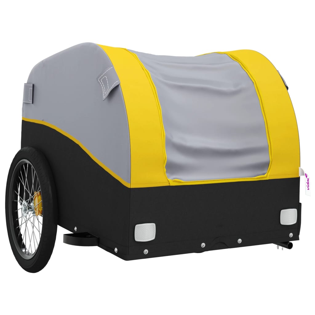 vidaXL Remorque pour vélo noir et jaune 45 kg fer