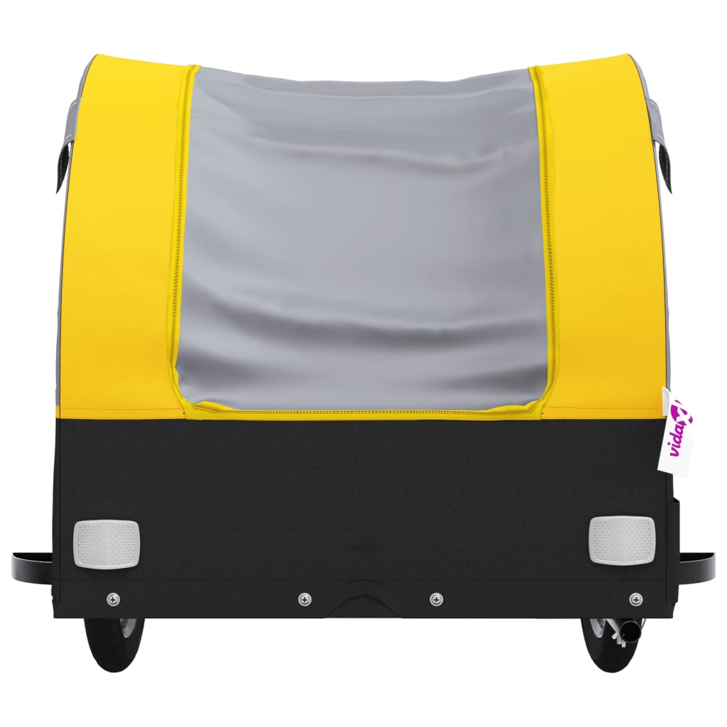 vidaXL Remorque pour vélo noir et jaune 45 kg fer