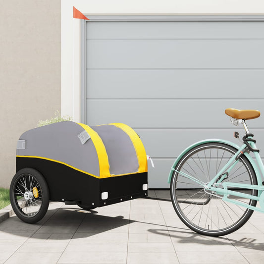 vidaXL Remorque pour vélo noir et jaune 45 kg fer