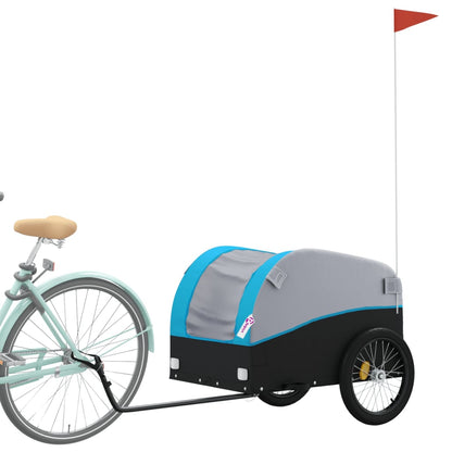 vidaXL Remorque pour vélo noir et bleu 45 kg fer