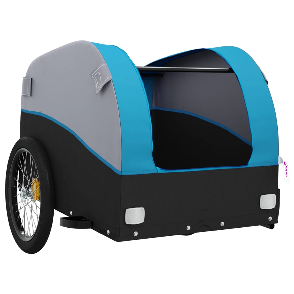 vidaXL Remorque pour vélo noir et bleu 45 kg fer