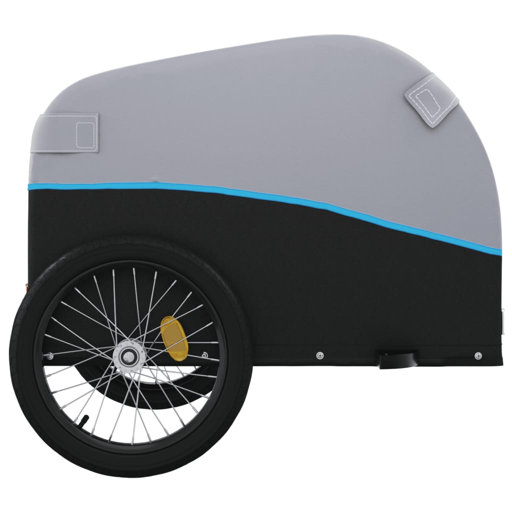 vidaXL Remorque pour vélo noir et bleu 45 kg fer