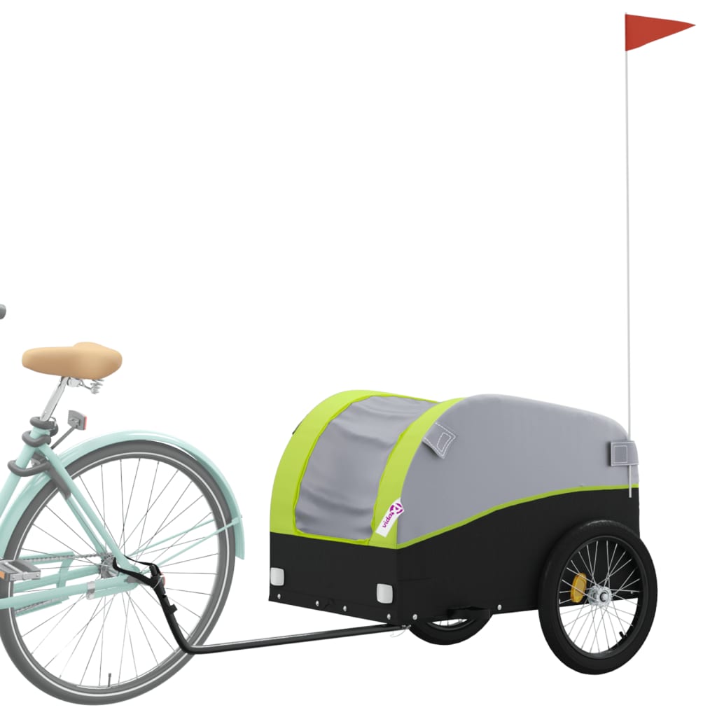 vidaXL Remorque de vélo noir et vert 45 kg fer