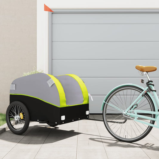 vidaXL Remorque de vélo noir et vert 45 kg fer