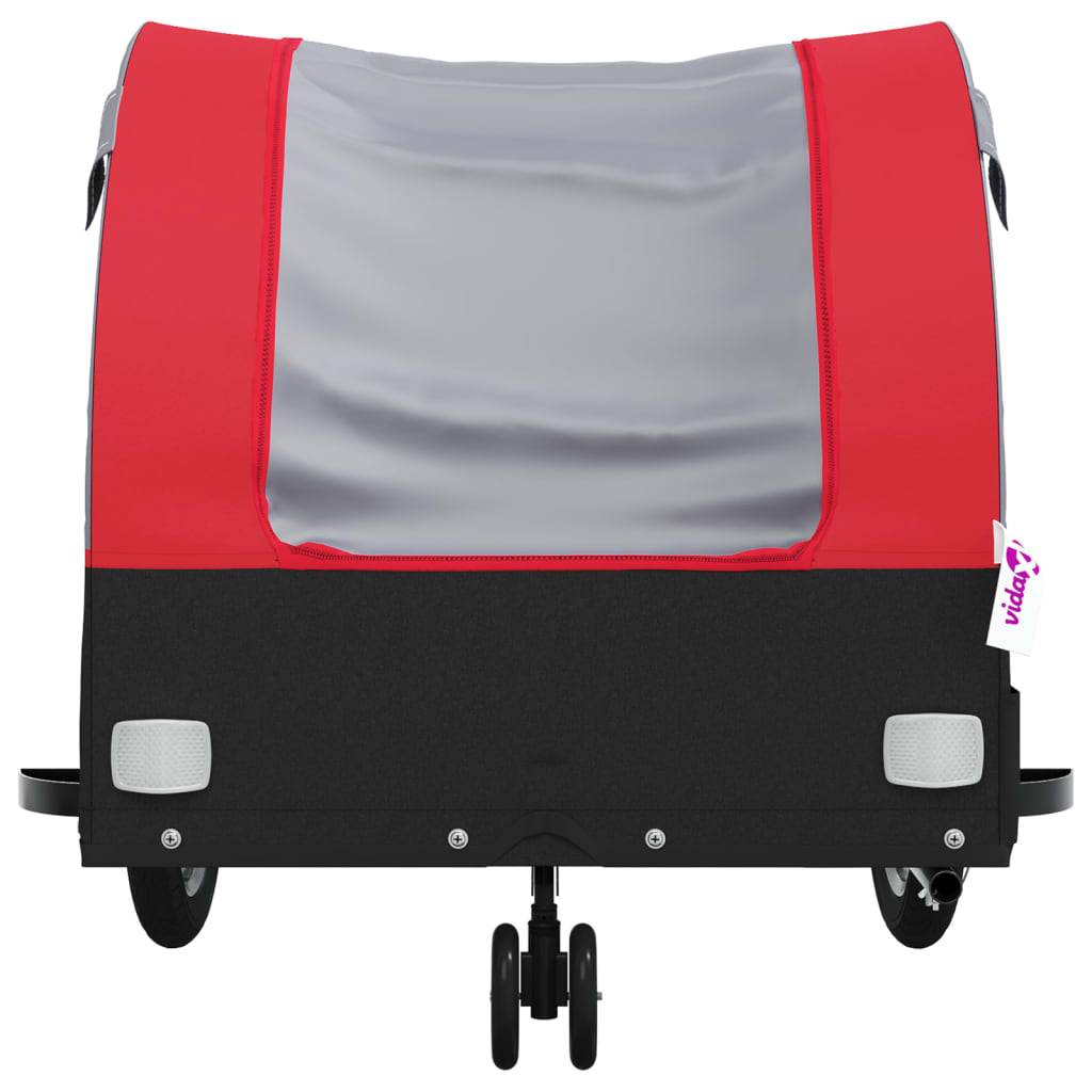 vidaXL Remorque de vélo noir et rouge 30 kg fer